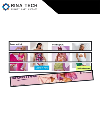 Écrans publicitaires de bande LCD de l'étagère de supermarché